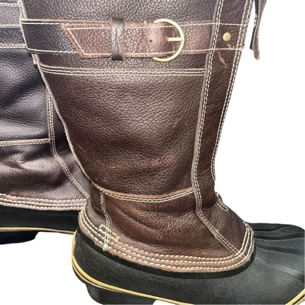 SOREL GRIZZLY BEAR BROWN & BLACK TALL WINTER/ WATERPROOF BOOTS WOMEN'S SIZE 9 - Picture 8 of 13